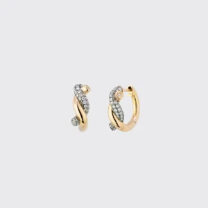 BLACK GOLD-YELLOW GOLD DIAMOND SMALL TIES EARRINGS>Boochier Sale
