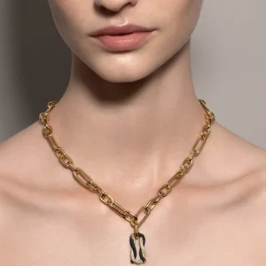 BLACK JUMBO FRUIT HOOPS PENDANT CHAIN NECKLACE [DETACHABLE]>Boochier Clearance