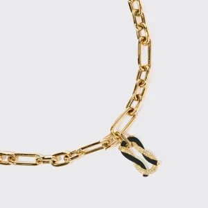 BLACK JUMBO FRUIT HOOPS PENDANT CHAIN NECKLACE [DETACHABLE]>Boochier Clearance