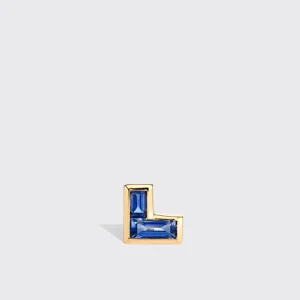 BLUE SAPPHIRE YELLOW GOLD ARCADE MONO STUD (CORNER SHAPE)>Boochier Online