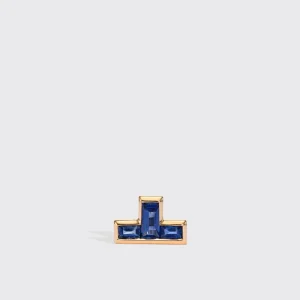 BLUE SAPPHIRE YELLOW GOLD ARCADE MONO STUD (T SHAPE)>Boochier Clearance