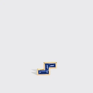 BLUE SAPPHIRE YELLOW GOLD ARCADE MONO STUD (Z SHAPE)>Boochier Sale