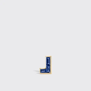 BLUE SAPPHIRE YELLOW GOLD ARCADE MONO STUD (L SHAPE)>Boochier Sale