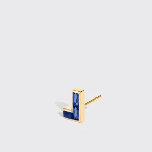 BLUE SAPPHIRE YELLOW GOLD ARCADE MONO STUD (L SHAPE)>Boochier Sale