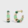 CHRYSOPRASE & MALACHITE YELLOW GOLD DIAMOND GUMBALL SLINKEE EARRINGS>Boochier Online