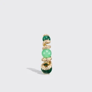 CHRYSOPRASE & MALACHITE YELLOW GOLD DIAMOND GUMBALL SLINKEE EARRINGS>Boochier Online