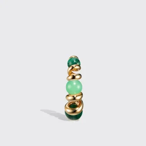 CHRYSOPRASE & MALACHITE YELLOW GOLD GUMBALL SLINKEE EARRINGS>Boochier Hot