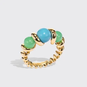 CHRYSOPRASE & TURQUOISE SLINKEE GUMBALL RING>Boochier Clearance