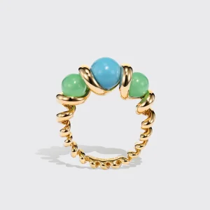 CHRYSOPRASE & TURQUOISE SLINKEE GUMBALL RING>Boochier Clearance
