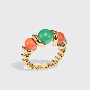 CORAL & CHRYSOPRASE GUMBALL SLINKEE RING>Boochier Discount