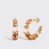 CORAL & PINK OPAL YELLOW GOLD GUMBALL SLINKEE EARRINGS>Boochier Best