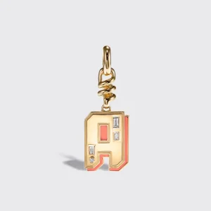 CORAL NOSTALGIA LETTER CHARM>Boochier Hot