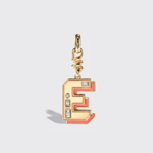 CORAL NOSTALGIA LETTER CHARM>Boochier Hot