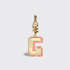 CORAL NOSTALGIA LETTER CHARM>Boochier Hot