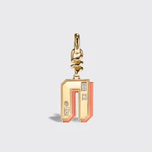 CORAL NOSTALGIA LETTER CHARM>Boochier Hot