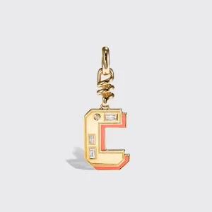 CORAL NOSTALGIA LETTER CHARM>Boochier Hot