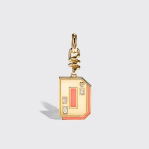 CORAL NOSTALGIA LETTER CHARM>Boochier Hot