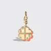 CORAL YELLOW GOLD CLOVER LEAF CHARM>Boochier New