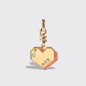 CORAL YELLOW GOLD HEART CHARM>Boochier Best