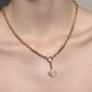 CORAL YELLOW GOLD HEART CHARM>Boochier Best