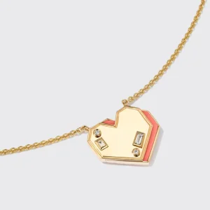 CORAL YELLOW GOLD HEART NECKLACE>Boochier Sale
