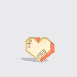 CORAL YELLOW GOLD HEART STUDS>Boochier Best