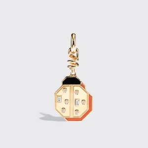 CORAL YELLOW GOLD LADYBUG CHARM>Boochier Clearance