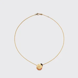 CORAL YELLOW GOLD LADYBUG NECKLACE>Boochier Hot