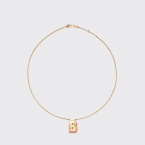 CORAL YELLOW GOLD LETTER NECKLACE>Boochier Clearance