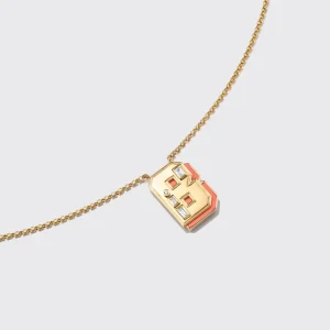 CORAL YELLOW GOLD LETTER NECKLACE>Boochier Clearance