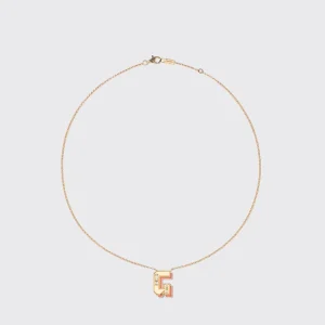 CORAL YELLOW GOLD LETTER NECKLACE>Boochier Clearance
