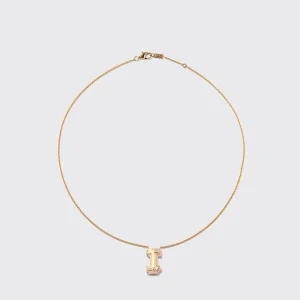 CORAL YELLOW GOLD LETTER NECKLACE>Boochier Clearance