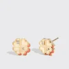 CORAL YELLOW GOLD MINI CLOVER LEAF STUDS>Boochier Fashion
