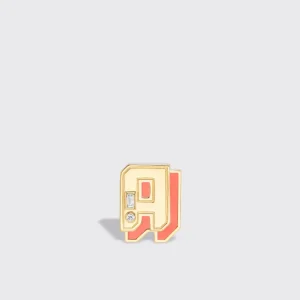 CORAL YELLOW GOLD MINI LETTER MONO STUD>Boochier New