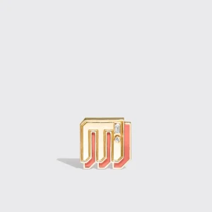 CORAL YELLOW GOLD MINI LETTER MONO STUD>Boochier New