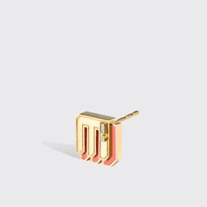 CORAL YELLOW GOLD MINI LETTER MONO STUD>Boochier New