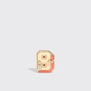CORAL YELLOW GOLD MINI LETTER MONO STUD>Boochier New