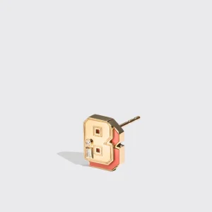 CORAL YELLOW GOLD MINI LETTER MONO STUD>Boochier New