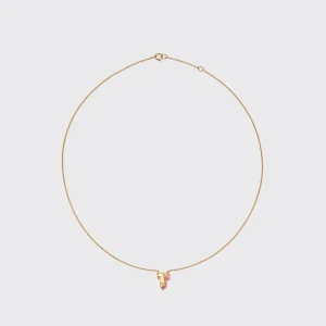 CORAL YELLOW GOLD MINI LETTER NECKLACE>Boochier Online