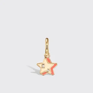 CORAL YELLOW GOLD MINI STAR HOOP MONO EARRING>Boochier Clearance