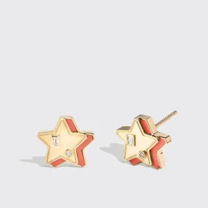 CORAL YELLOW GOLD MINI STAR STUDS>Boochier Discount