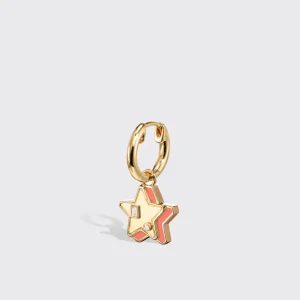 CORAL YELLOW GOLD MINI STAR HOOP MONO EARRING>Boochier Clearance
