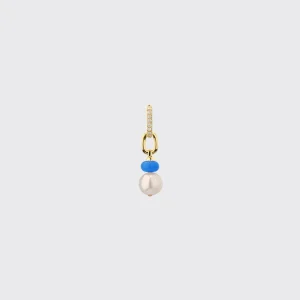DARK BLUE SINGLE PEARL DIAMOND B-BOY EARRING>Boochier Clearance