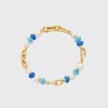 DARK BLUE-LIGHT BLUE DIAMOND B-BOY CHAIN BRACELET>Boochier Discount