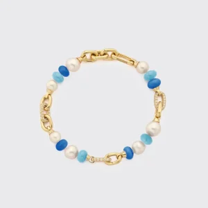 DARK BLUE-LIGHT BLUE DIAMOND B-BOY CHAIN BRACELET>Boochier Discount