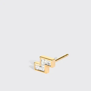 DIAMONDS YELLOW GOLD ARCADE MONO STUD (Z SHAPE)>Boochier Fashion
