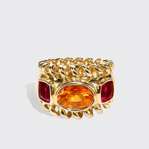 FANTA GARNET & RUBELLITE SLINKEE ICON RING>Boochier Hot