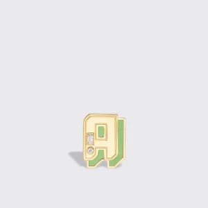GREEN TURQUOISE YELLOW GOLD MINI LETTER MONO STUD>Boochier Online