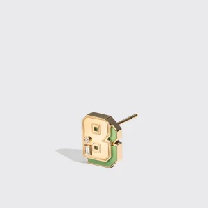 GREEN TURQUOISE YELLOW GOLD MINI LETTER MONO STUD>Boochier Online