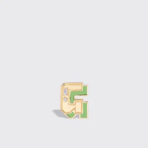 GREEN TURQUOISE YELLOW GOLD MINI LETTER MONO STUD>Boochier Online